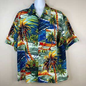 Hawaiian Vintage Mens Button Up Shirt Size XL Tropical Tiki BBQ Cruise Vacation
